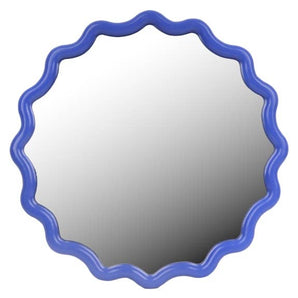 Round Wall Mirror - Royal Blue Wave