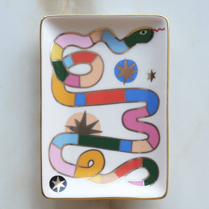 Rainbow Snake Porcelain Trinket Tray