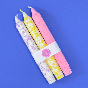 Bougies coniques - Lot de 3 / Mélange confetti
