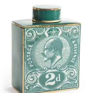 Green Postage Stamp Ceramic Vase