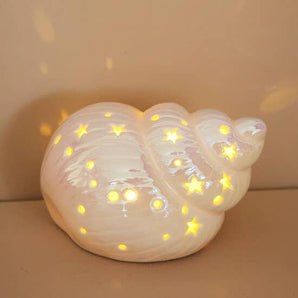 Veilleuse LED en céramique en forme de coquillage