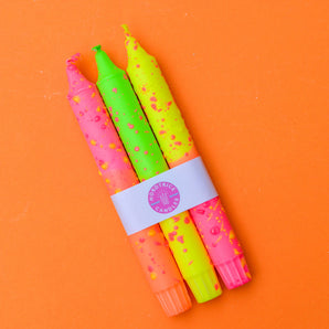Taper Candles - 3 Pack/ Neon Confetti