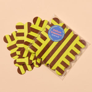 Riviera Stripes Coasters - Lime/Coffee