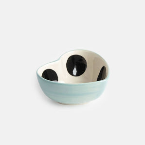 Blue Mono Dots Heart Shape Trinket Bowl
