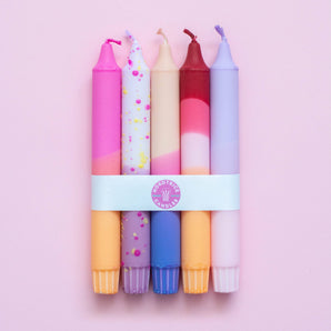 Bougies coniques - Lot de 5/ Mélange de couleurs pastel pour soirées et couchers de soleil