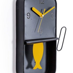 Black Metal Sardine Tin Pendulum Wall Clock
