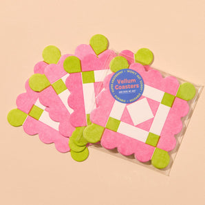 Liebchen Scalloped Coasters - Pink/Lime