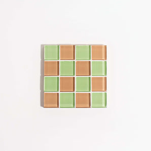 Dessous de verre en carreaux de verre - Vert terreux