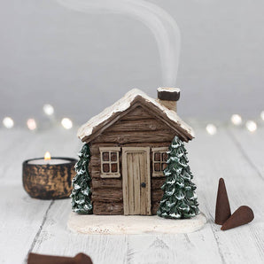 Porte-cône d'encens Winter Log Cabin