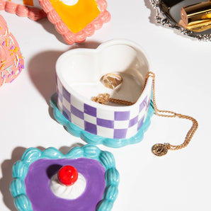Heart Cake Ceramic Trinket Box