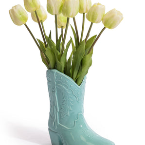 Vase en céramique bleu en forme de botte de cowboy « Swiftie »