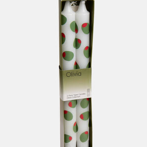 Olive Taper Candles - Set of 2