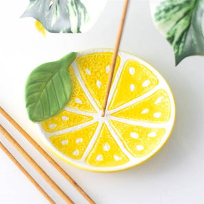 Porte-encens en céramique en forme de tranche de citron