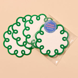 Coquette Scalloped Coasters - Emerald Green