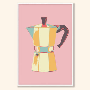 Impression artistique d'une cafetière rétro
