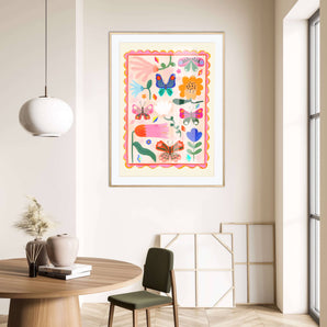 Flower and Butterfly Art Print