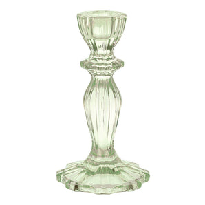 Bougeoir en verre vert