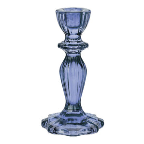 Bougeoir en verre bleu marine