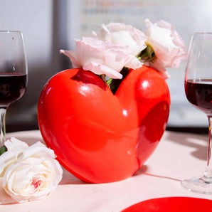 Red Heart Ceramic Vase