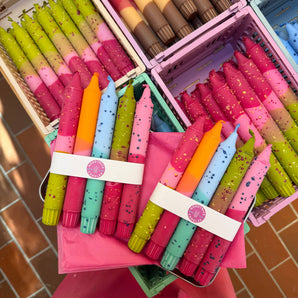 Taper Candles- 5 Pack/ Spring Fuchsia Confetti