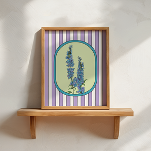 Impression d'art de fleur de delphinium